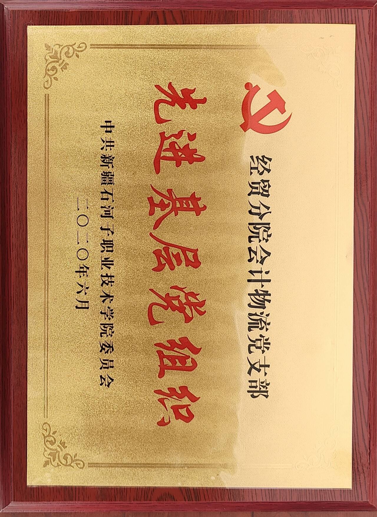 授予经贸分院会计物流党支部 先进基层党组织