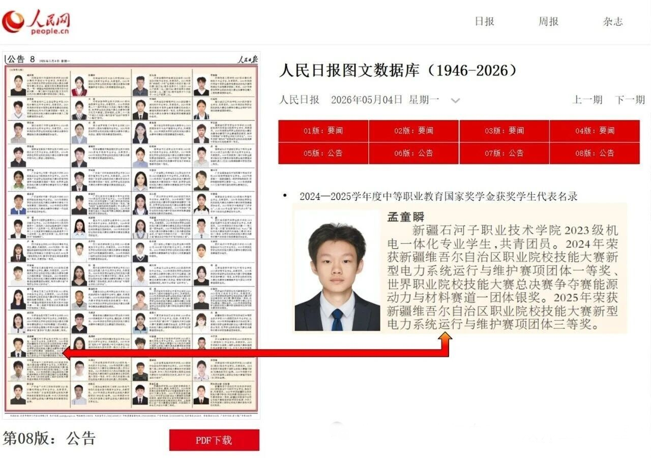 喜报!我院学子孟童瞬优秀事迹登上《人民日报》